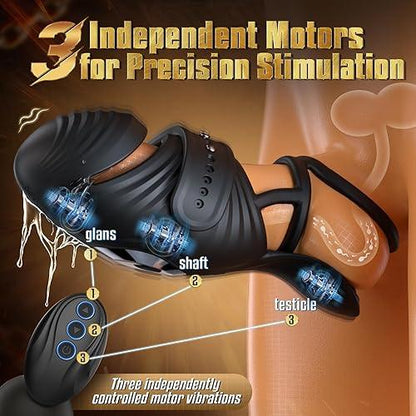 4 IN 1 Adjustable Penis Trainer Testicle Vibrator Cock Ring with 10 Modes
