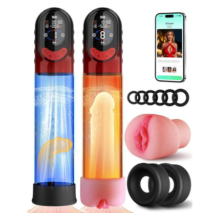 Electric Penis Pump Enlargers Training Extender Masturbator with 8 Suctions & 4 Modes