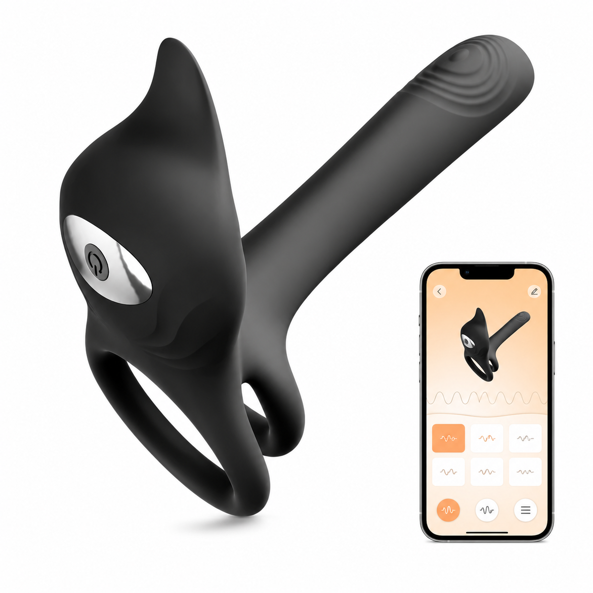 3 IN 1 Dual-Ring Penis Vibrator & Clitoral Stimulator Cock Ring with 10 Modes