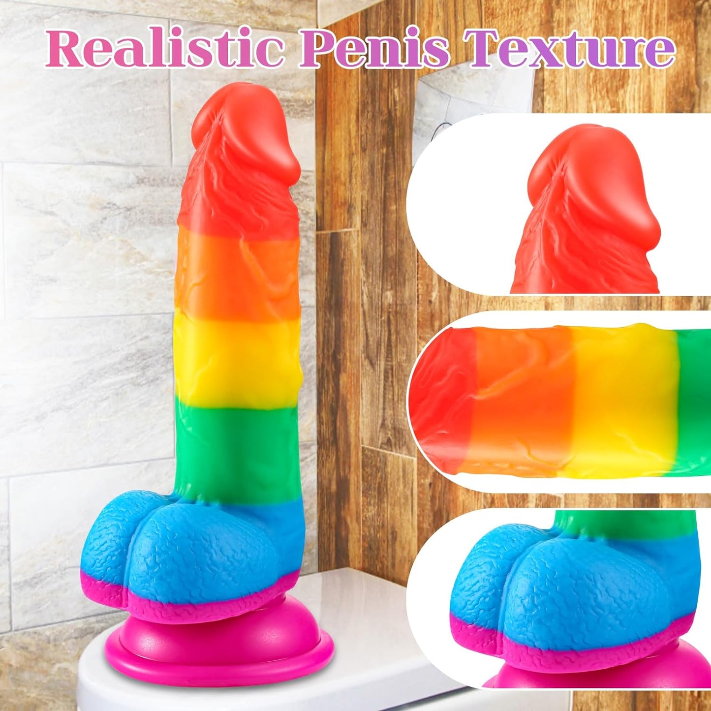 7.6 Inch Colorful Rainbow Realistic Dildos