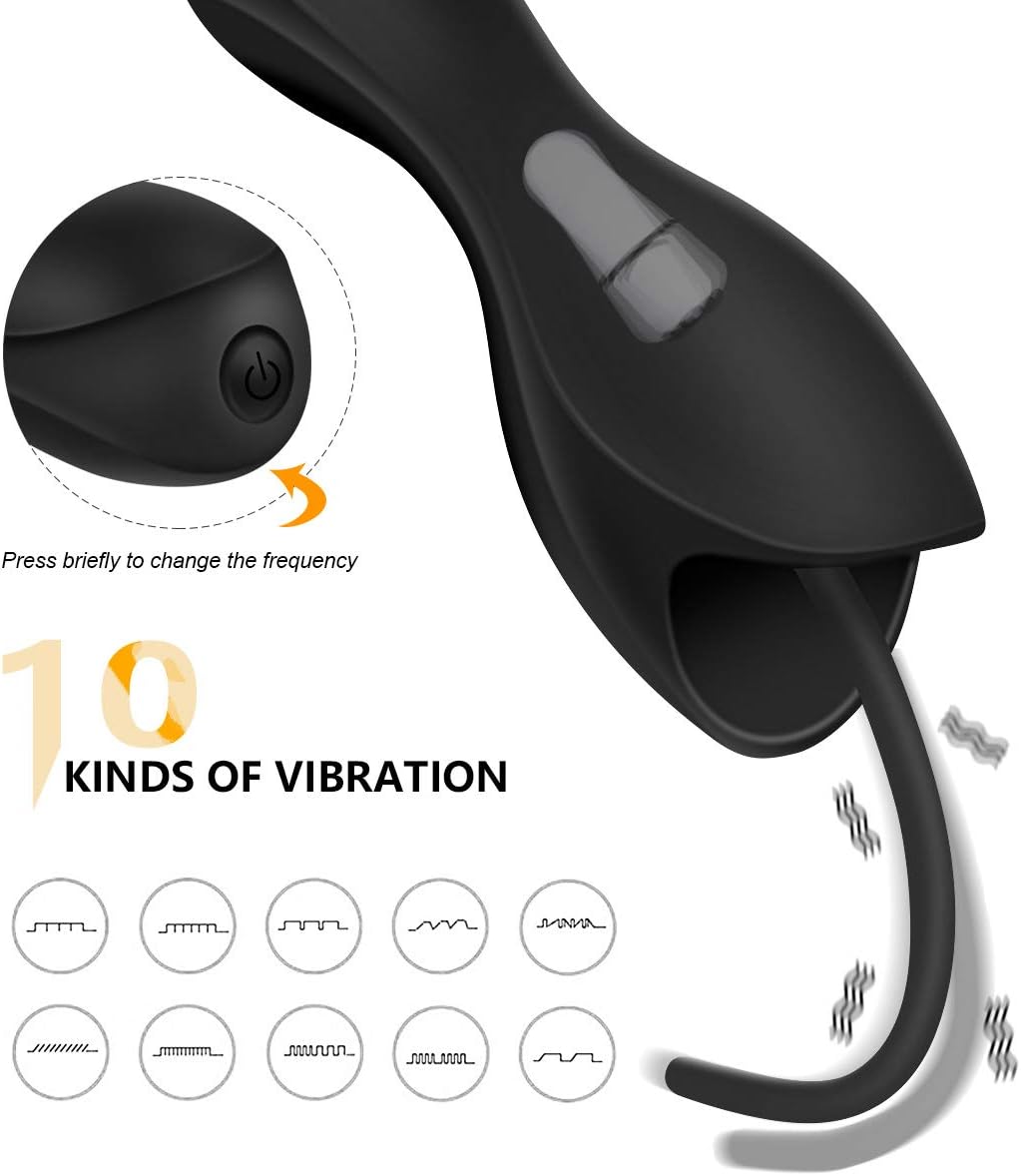 Electric Glans Stimulator Dilator Urethra Penis Trainer with 10 Vibrations