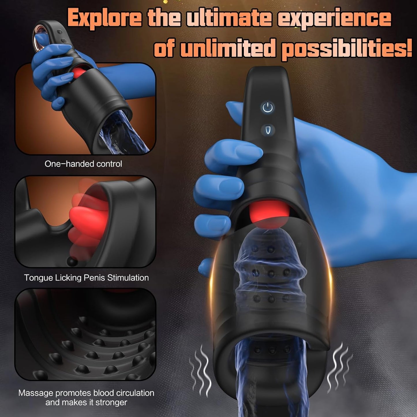 4 IN 1 Penis Trainer Glans Vibrator Blowjob with 10 Licking & Vibrating Modes