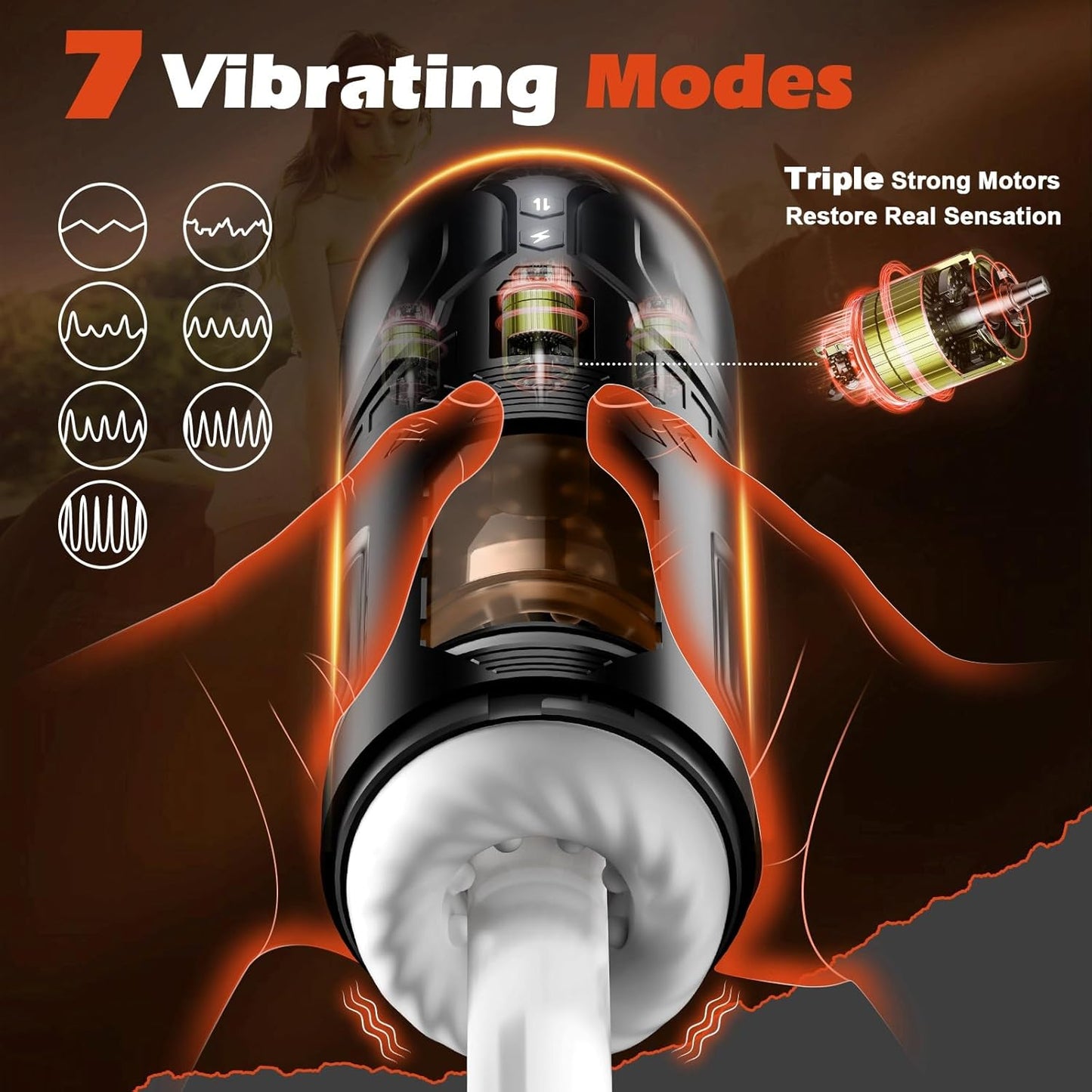 3 IN 1 Automatic Masturbator Sex Machine with 7 Thrusting & Rotating Vibrating Modes