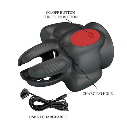 Electric Masturbator Glans Massage Vibrator Penis Stimulation with 10 Vibration Modes