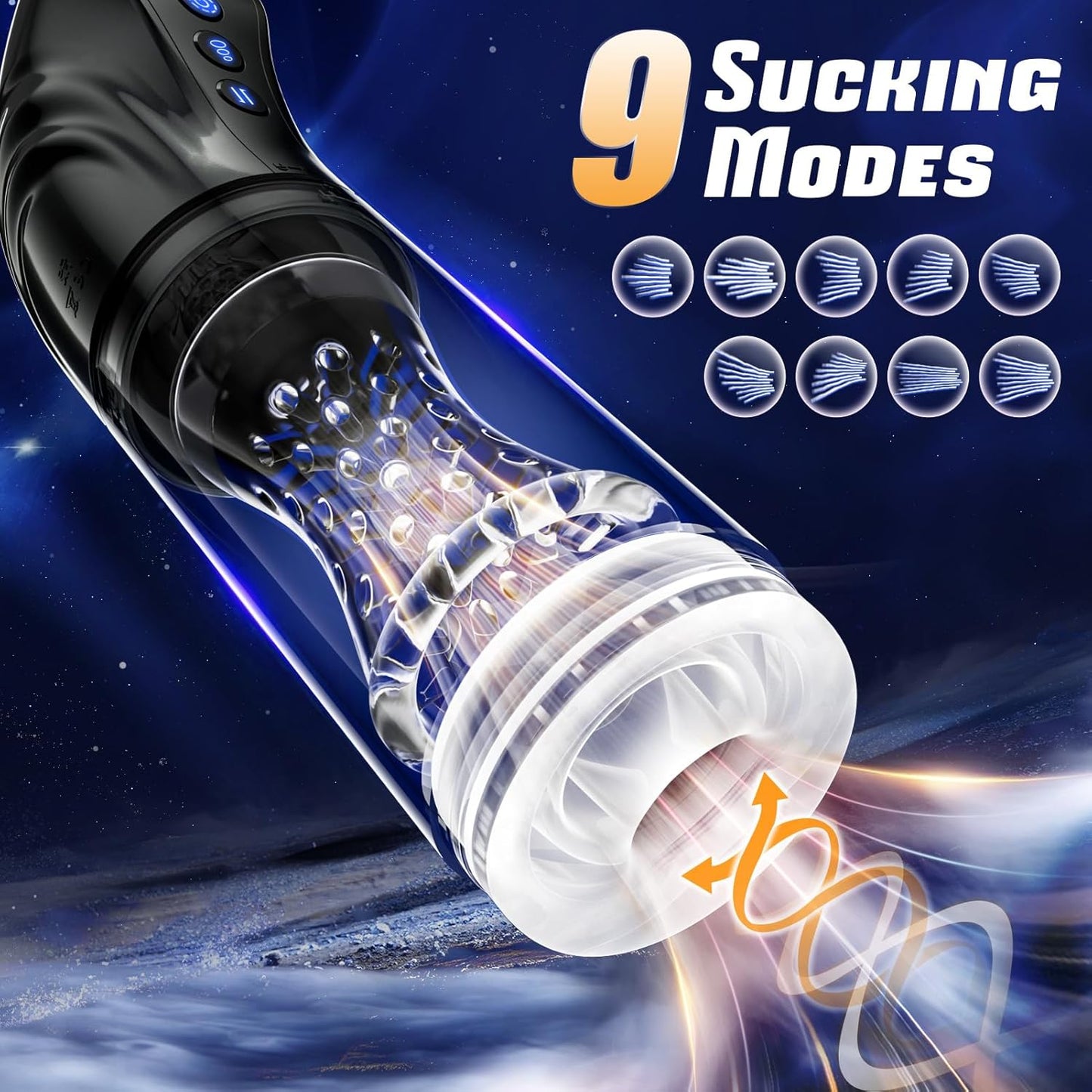 LCD Display Automatic Masturbator Penis Pump with 9 Thrusting & Rotating & Suction