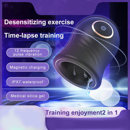 Automatic Masturbator Penis Trainer Vibrator Glans Massage with 12 Vibrations