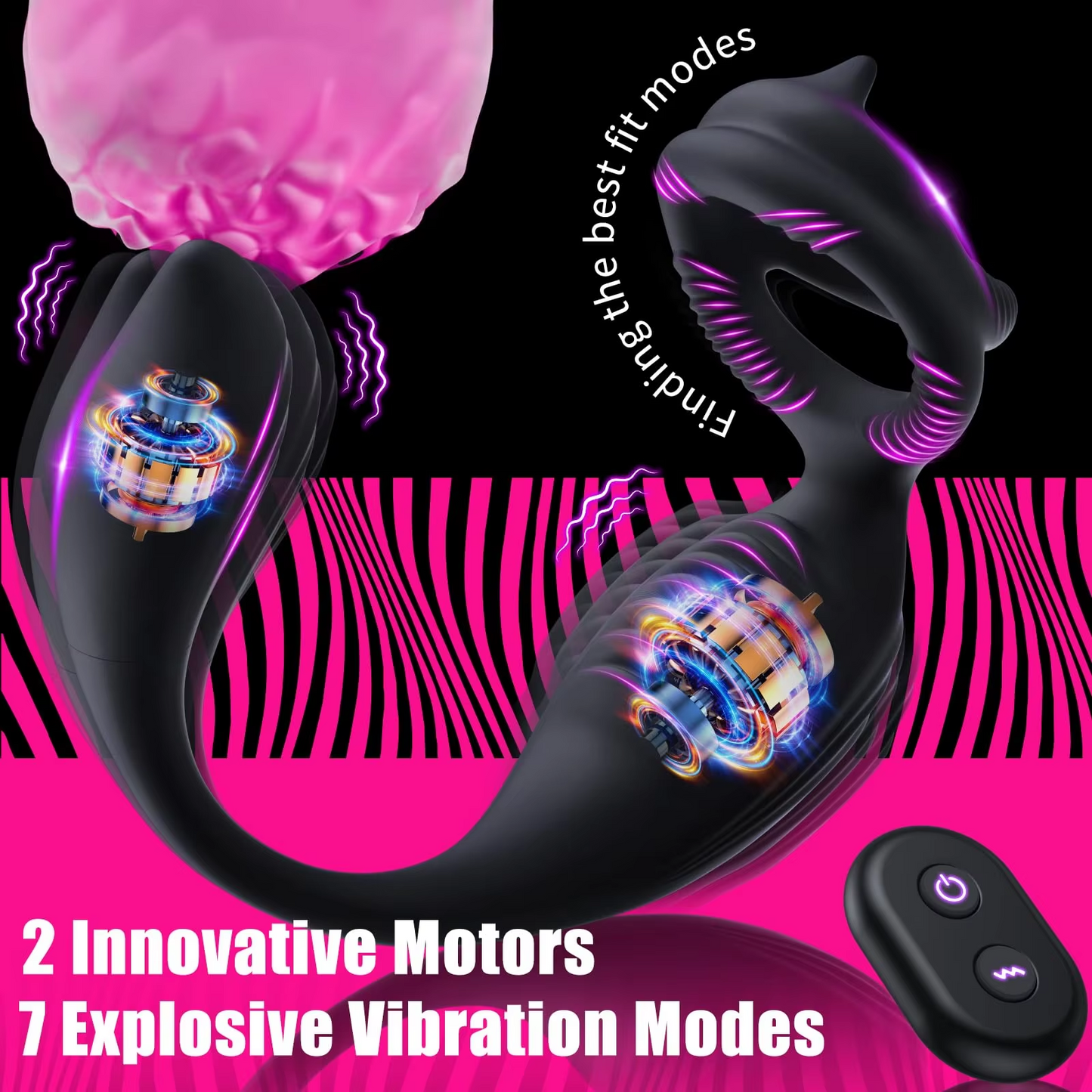 4 IN 1  Anal Vibrator Prostate Massager Cock Ring with 7 Vibrations Modes