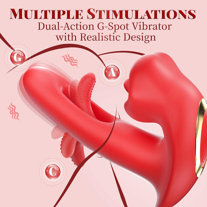 Rose G Spot Vibrator with 7 Kissing Patterns 7 Vibration Intensities & 10 Flapping Modes