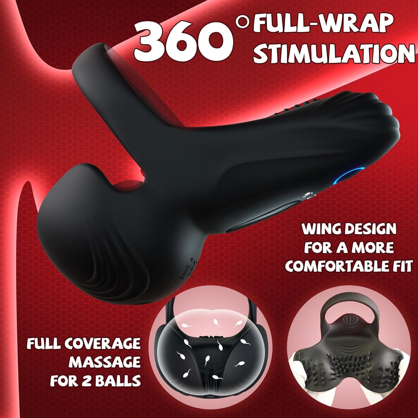 Triple Stimulations Penis Trainer Vibrator Cock Ring with 10 Intense Vibration Modes