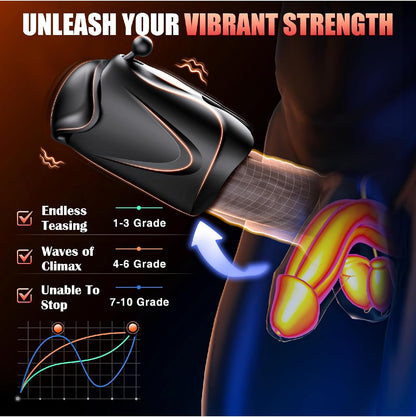 Electric Penis Trainer Vibrator Stroker Masturbator with 10 Vibration Modes