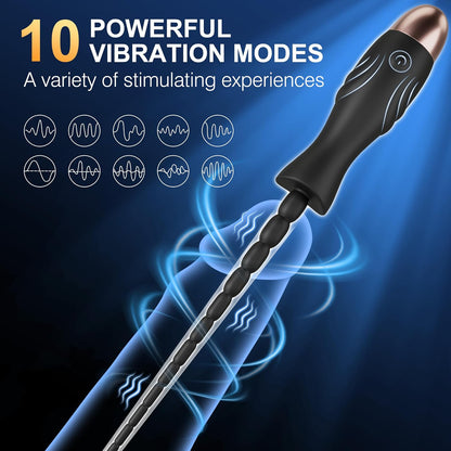 Penis Trainer Plug Vibrator Sounding Rods Urethra Stimulator with 10 Vibration Modes