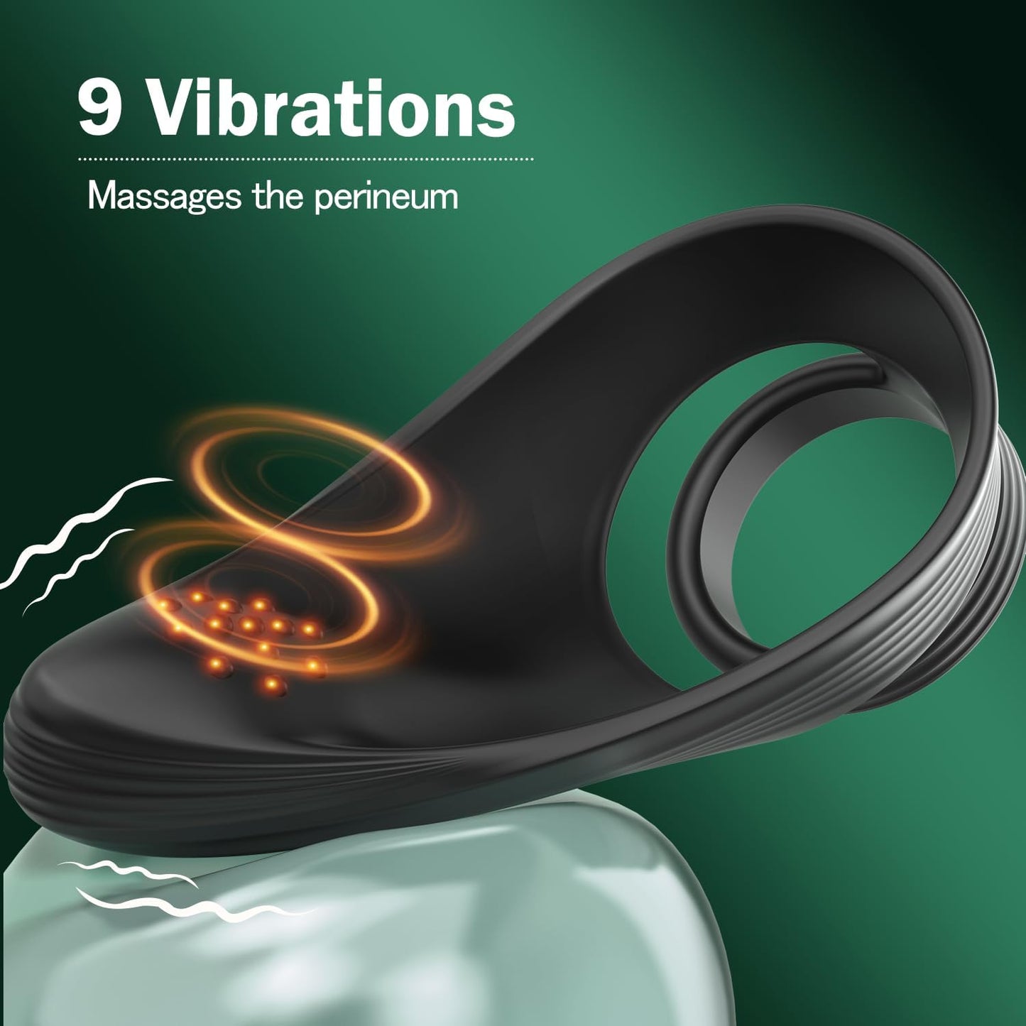 9 Vibrating Modes Penis Cock Ring with Taint Teaser