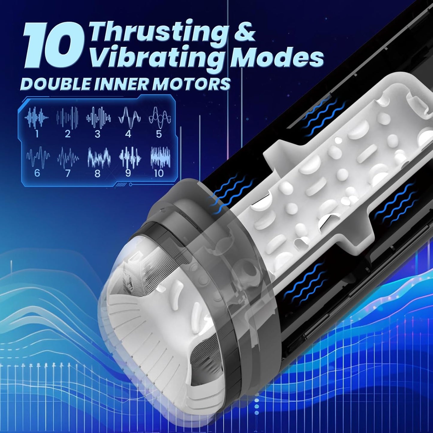 10 Thrusting & 10 Vibrating Modes Automatic Male Masturbator Machine Blowjob