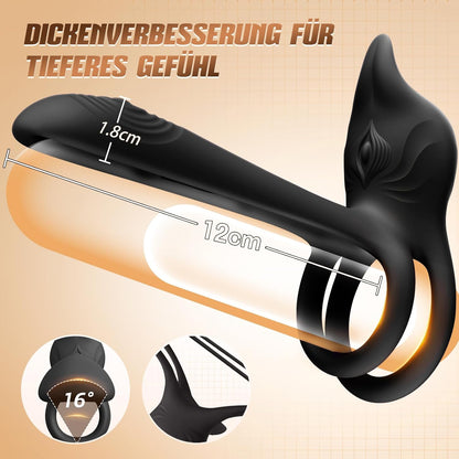 3 IN 1 Dual-Ring Penis Vibrator & Clitoral Stimulator Cock Ring with 10 Modes