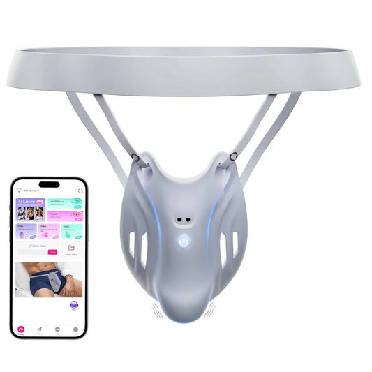 Portable Penis Cage Chastity Belt BDSM Protection Testicle Trainer with 9 Modes & APP Control