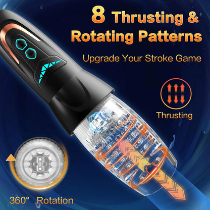 Automatic Masturbator Penis Vibrator Stroker with 10 Vibrating & 8 Thrusting & Rotating
