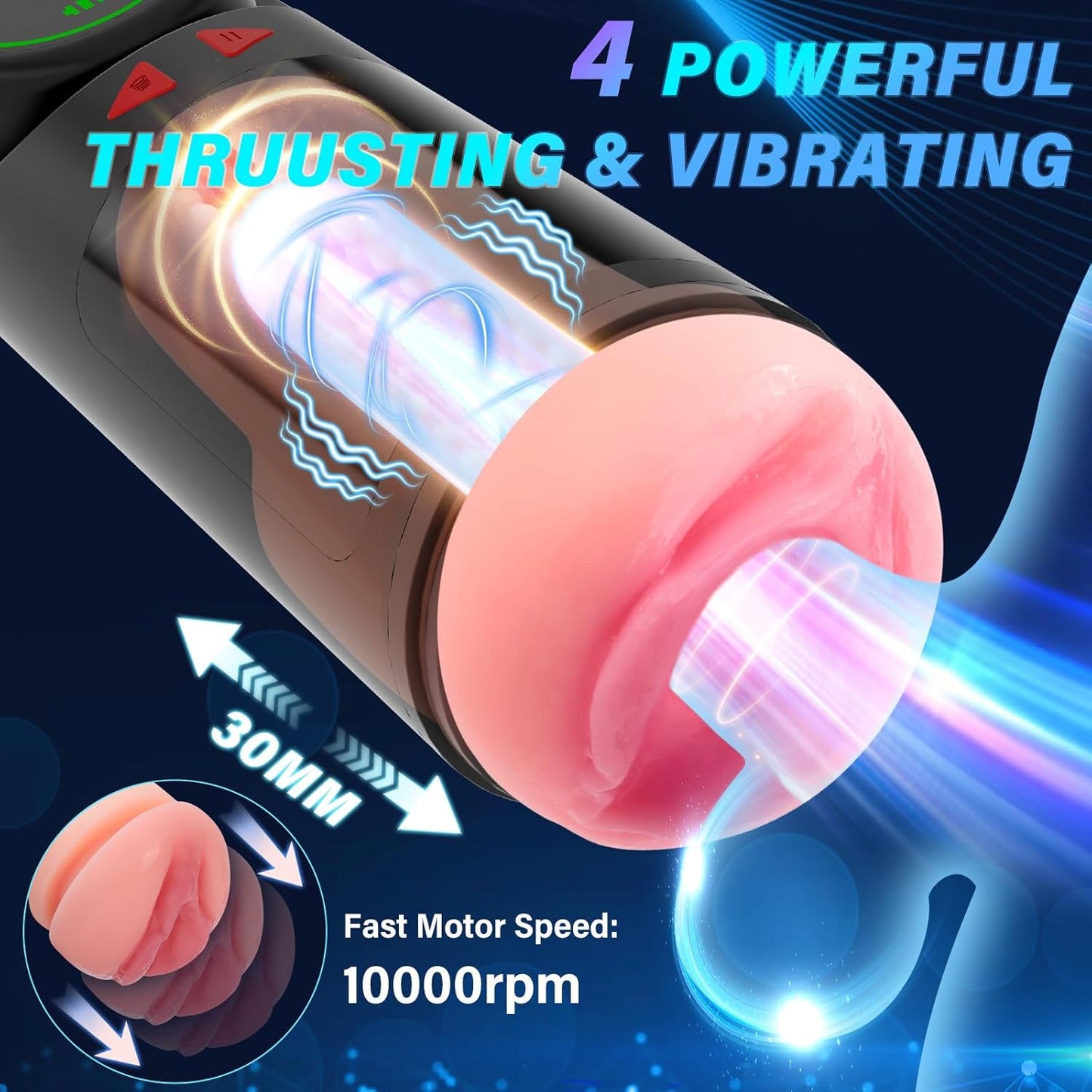 3 in 1 Automatic Male Masturbator Penis Pump with 4 Sucking & Vibrating & Thrusting Modes