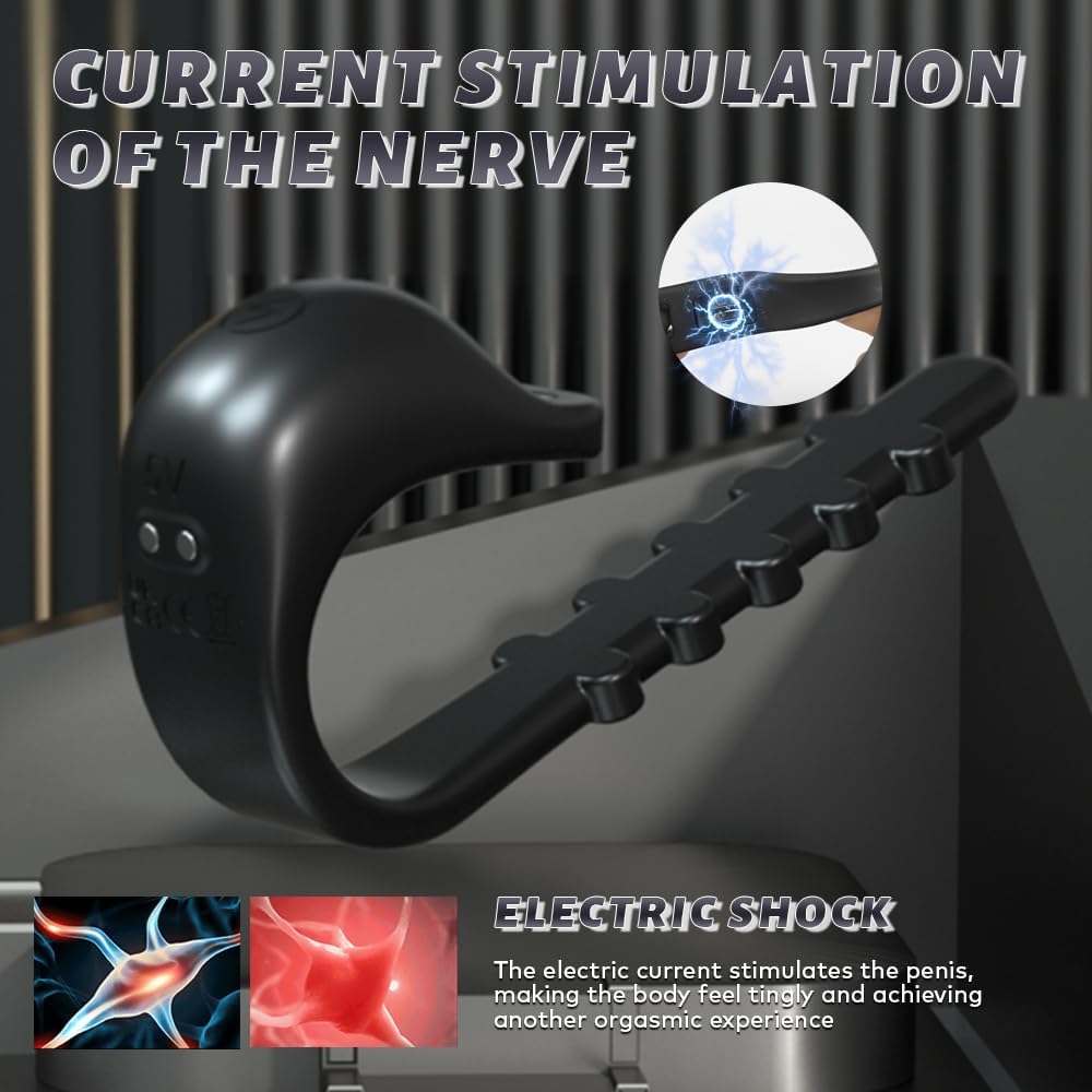 Adjustable Cock Ring Penis Trainer Glans Stimulator with 5 Elektro Shock Modes