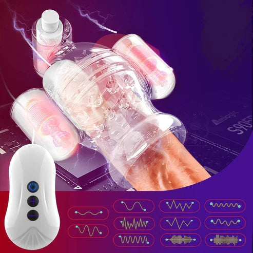 Electric Penis Trainer Massager Glans Vibrator Masturbator with 11 Vibration Modes