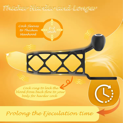Penis Ring Cock Sleeve Extender With 10 Powerful Vibrating Modes