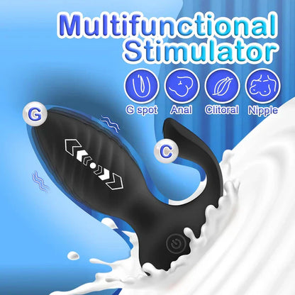 2 in 1 Remote Control Vibrator Prostate Massager Anal Vibrator with 10 Vibrating Modes