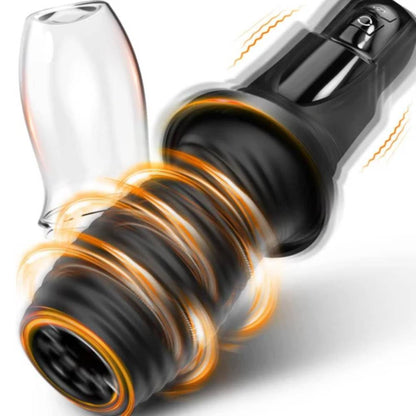 360° Warpped Automatic Masturbator Penis Trainer with 7 Rotating & 7 Vibrating Modes