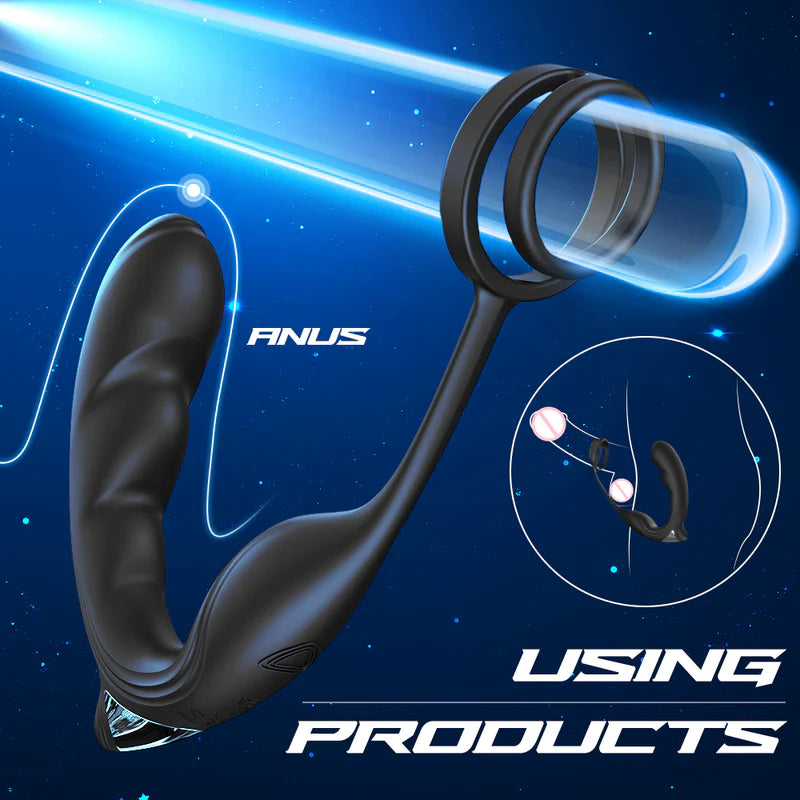 9 Speed Vibrating Prostate Massager Delayed Ejaculation Ring Anal Plug