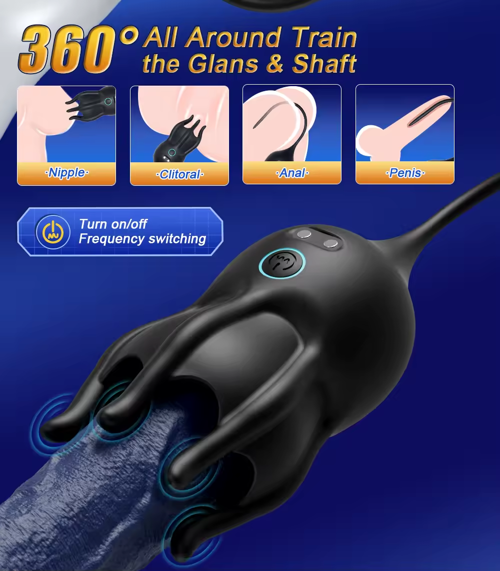 Electric Penis Trainer Vibrator Glans Stimulator with Urethral Sound & 10 Vibration Modes