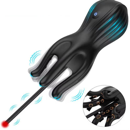Glans Trainer Penis Massager Urethral Plug Stimulator with 10 Vibration Modes