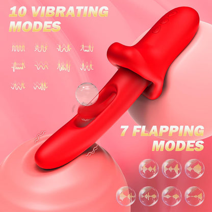 G Spot Vibrator Tongue Rose Sex Toy with 7 Flapping & 10 Vibration Modes