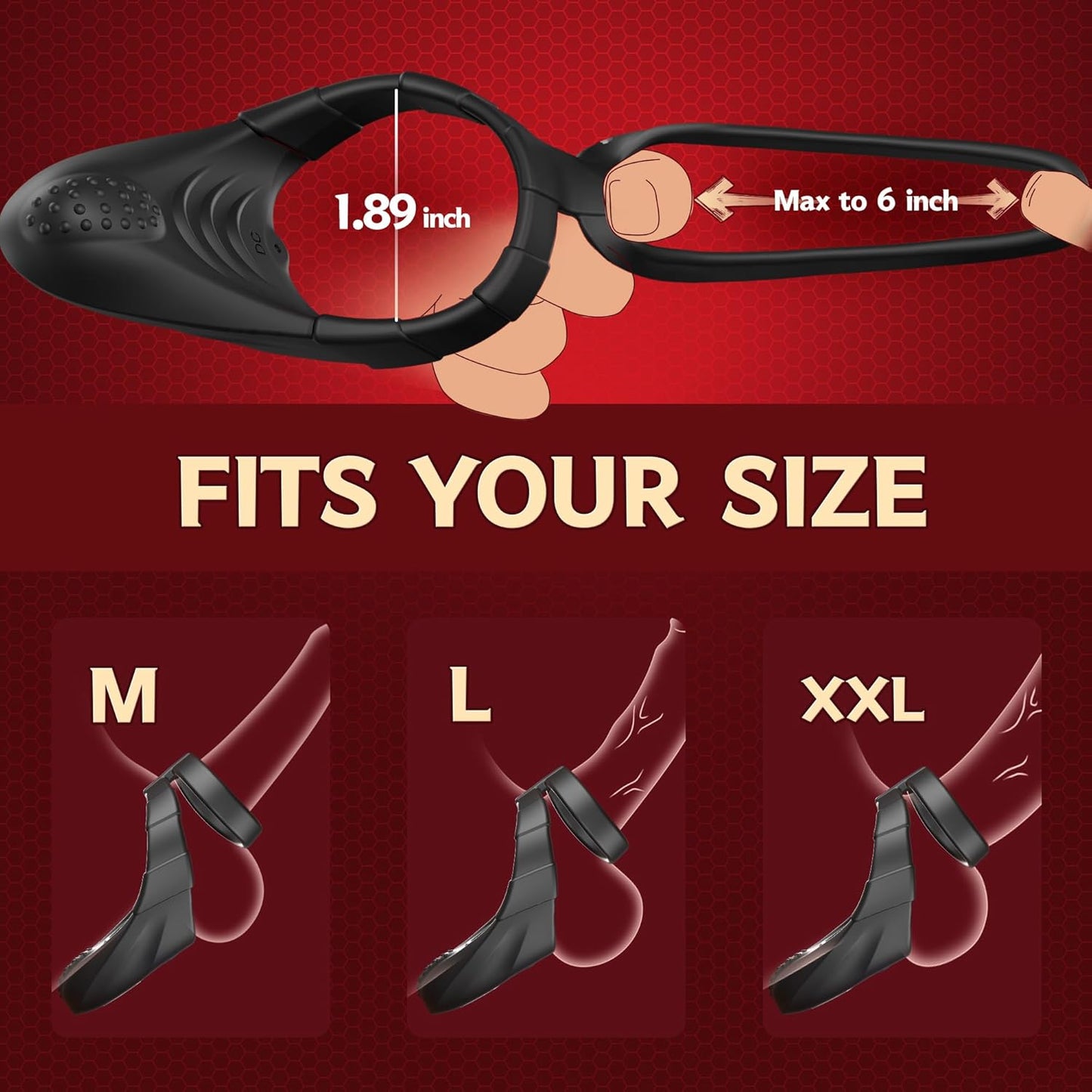 Dual Cock Rings Penis Trainer Vibrator Stimulator Masturbator with 10 Vibration Settings