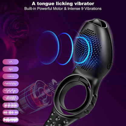 Testicle Penis Ring Vibrator Glans Massager with 9 Vibrations Modes