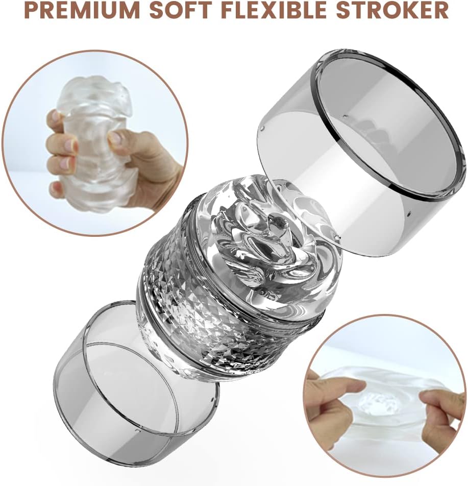 Crystal Spiral Textured Sucking Penis Stroker Pocket Pussy Sleeve