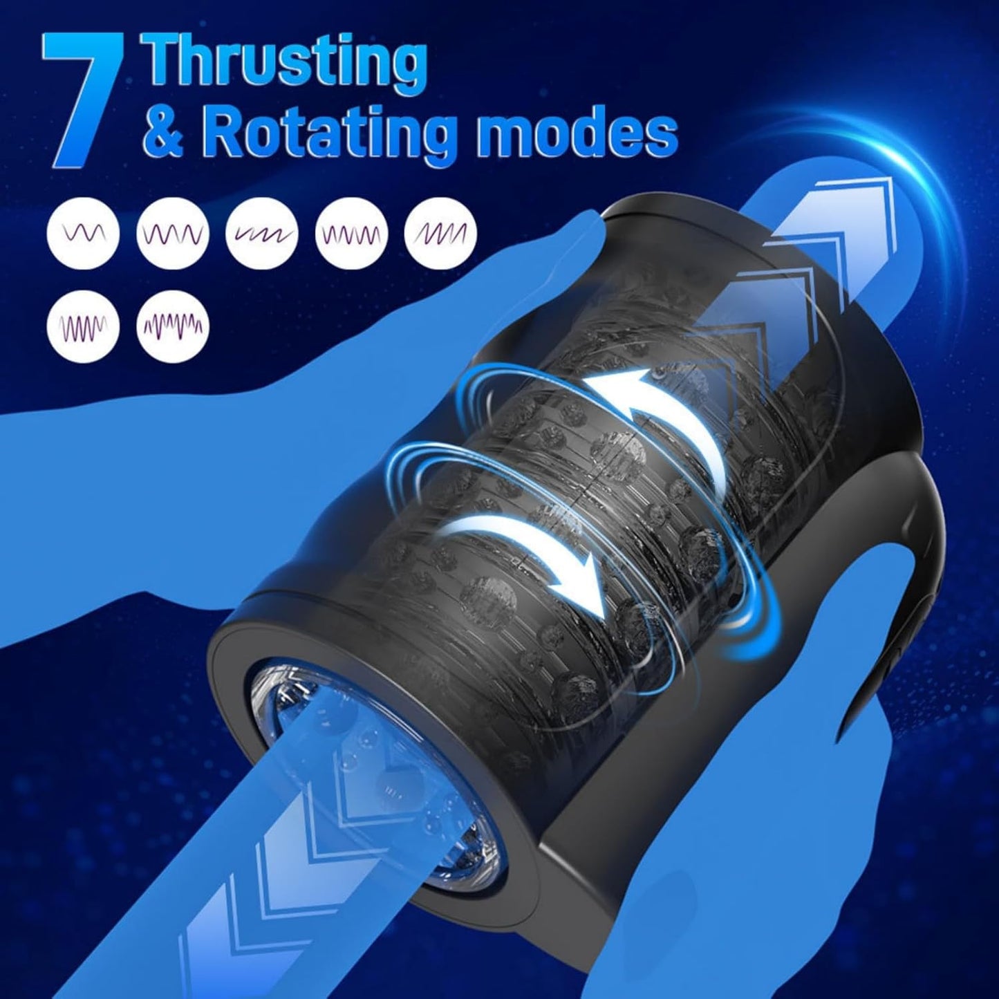 Electric Penis Trainer Glans Stimulator Masturbator with 7 Telescopic & Rotation Modes