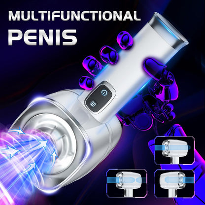 Open-Ended Handheld Male Mastubrators with 6 Powerful Thrusting Modes