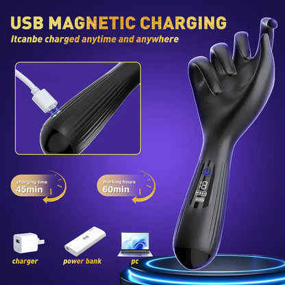 LED Display Penis Trainer Glans Vibrator Massager Masturbator with 10 Vibration Modes