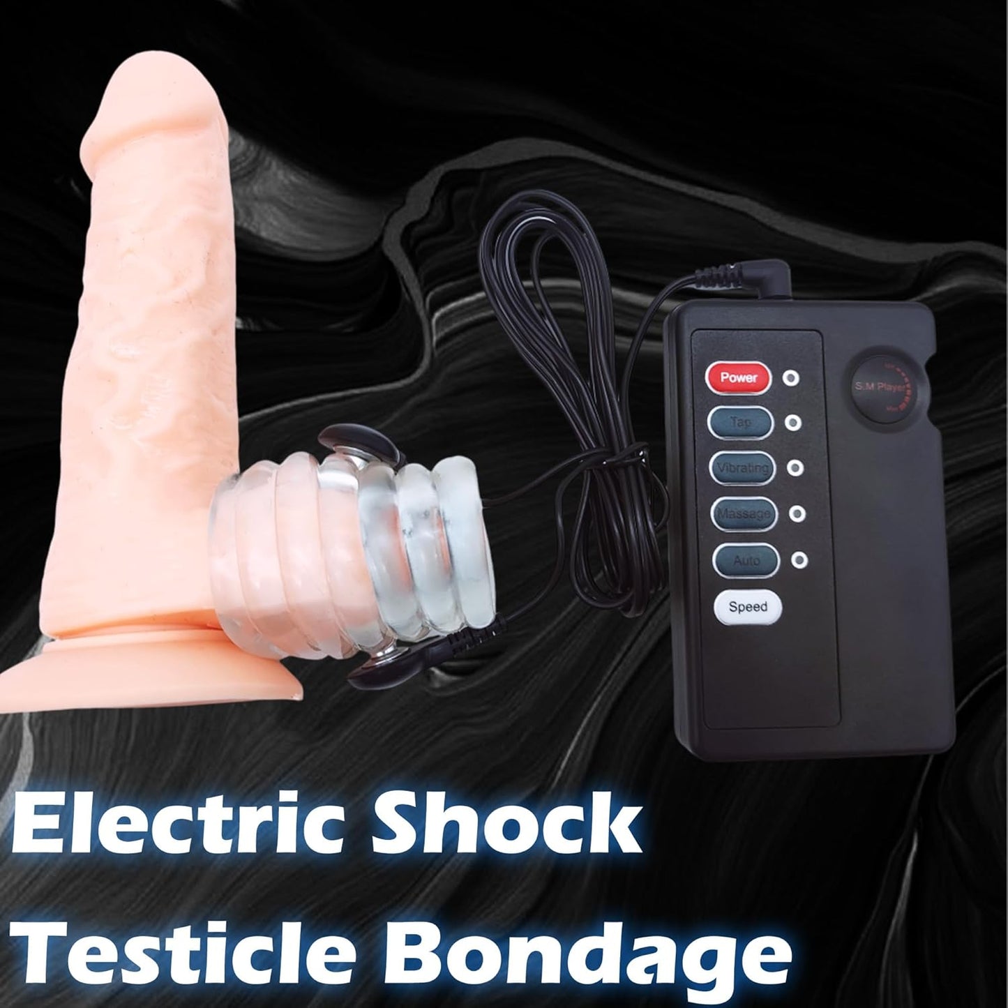 E-stim Testicle Bondage Crusher Pennis Ring Chastity BDSM with 4 Electric Shock Modes