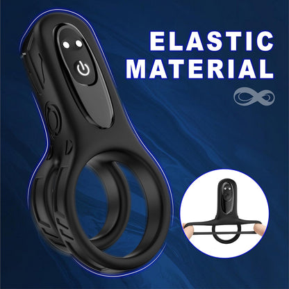 Dual Ring Penis Trainer Vibrator Chastity Devices with 9 Vibration Modes