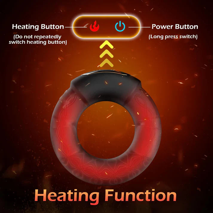 APP Control Heating Penis Ring Glans Trainer Massager with 10 Intense Vibrations