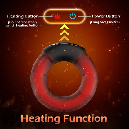 APP Control Heating Penis Ring Glans Trainer Massager with 10 Intense Vibrations
