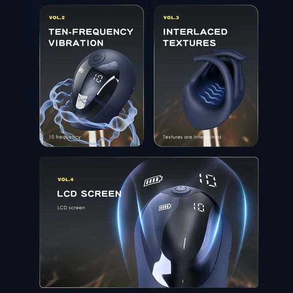 LCD Display Electric Penis Trainer Glans Stimulator with 10 Vibration Modes