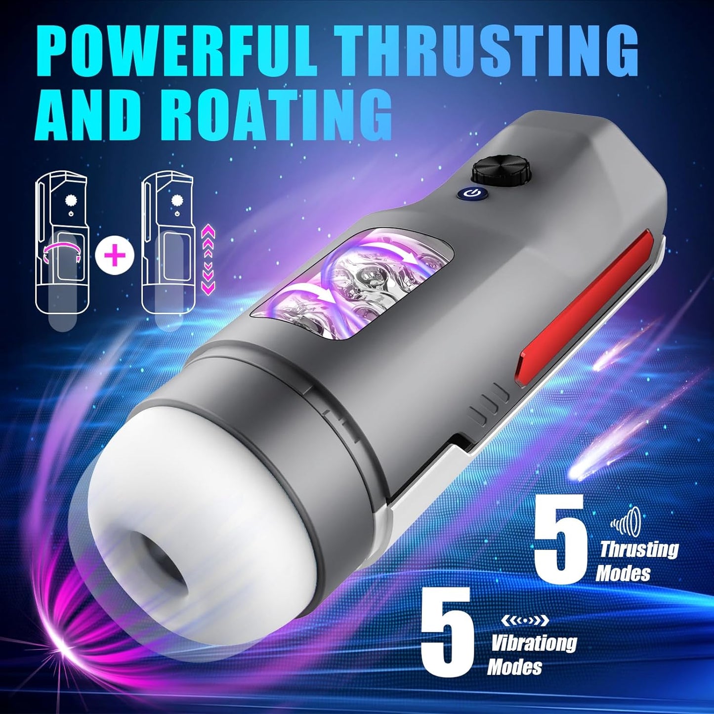 Powerful 5 Thrusting & Rotating Electric Automatic Male Masturbator Blowjob Stroker