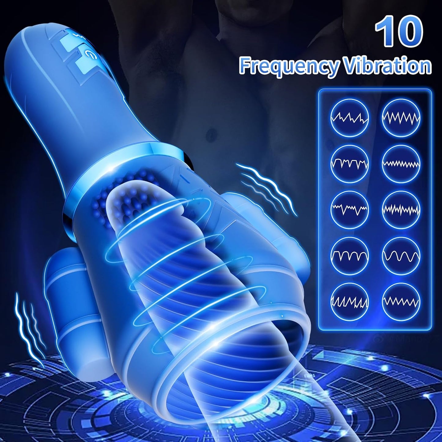 2 IN 1 Penis Training Vibrator Strokers Pocket Pussy with 10 Vibrating Modes