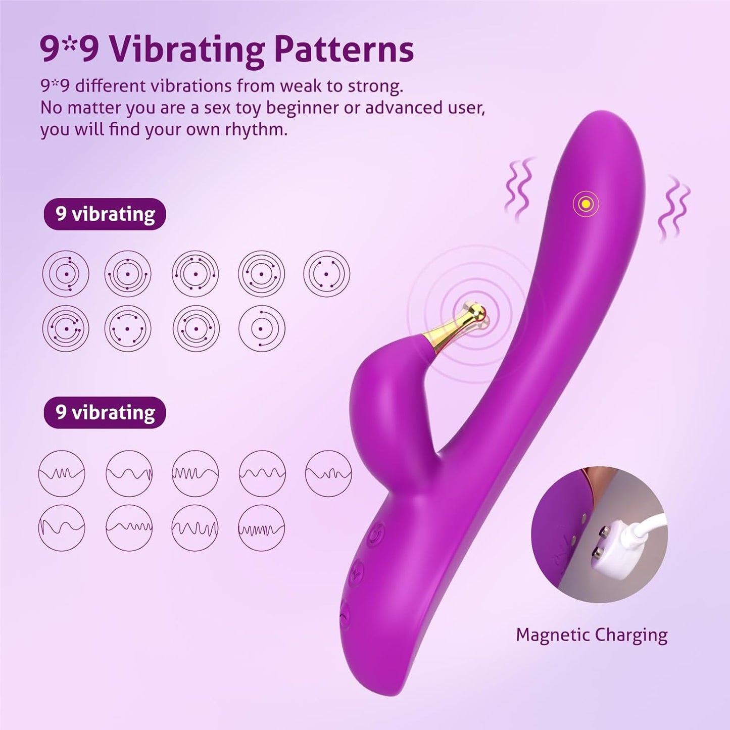 2 in 1 G Spot Clitoral Vibrator with 9*9 Vibration Modes