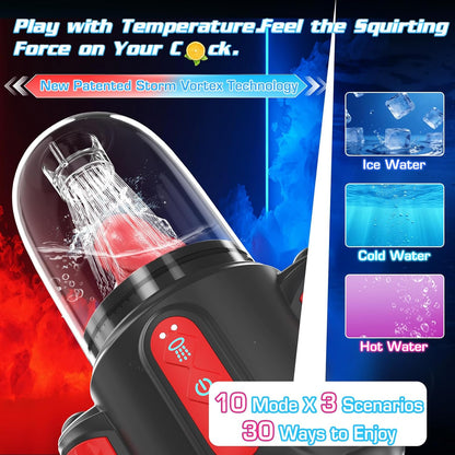 7 IN 1 Automatic Water-Spray Rotating Vibrating Blowjob Sex Machine Penis Stroker Trainer
