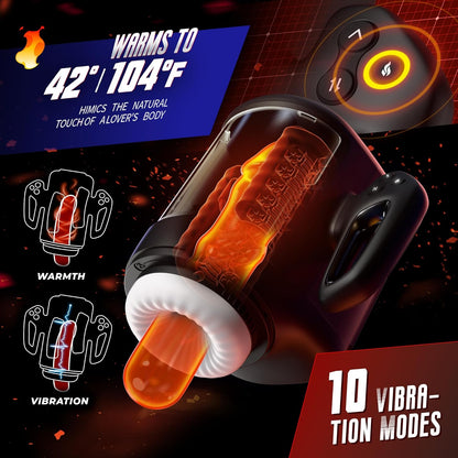 Automatic Masturbator Stroker Sex Machine with 10 Vibrating & 6 Rubbing Patterns & 2 Heating Levels