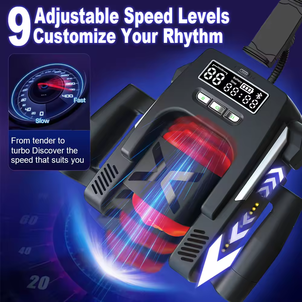 LCD Display Automatic Masturbator Sex Mahcine With 9 Push & Vibration Modes