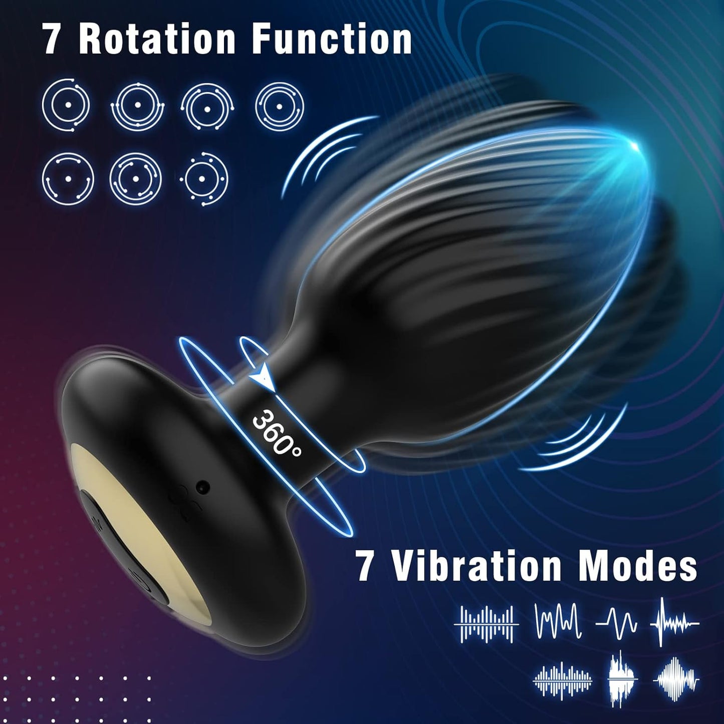 Plug anal vibrateur Anal Toys avec 7 modes de vibration et 7 modes de rotation 