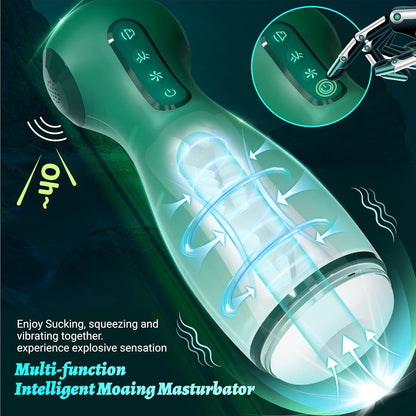 Automatic Masturbator Stroker Blowjob Machine with 9 Vibrations 9 Suction & 9 Squeeze