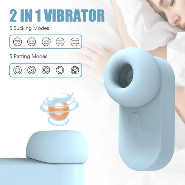 2 IN 1 Mini Headphone G Spot Vibrator Stimulator with 5 Tongue Suction & Vibration Modes